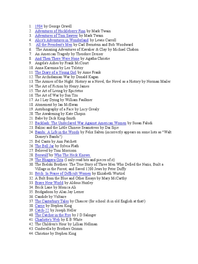 Essential Classic Literature List | PDF | Novels | Poetry