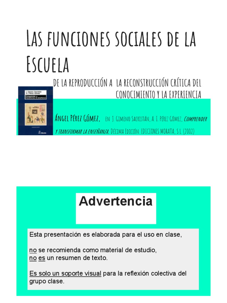 Funciones Sociales de la Escuela | PDF | Plan de estudios | Socialización