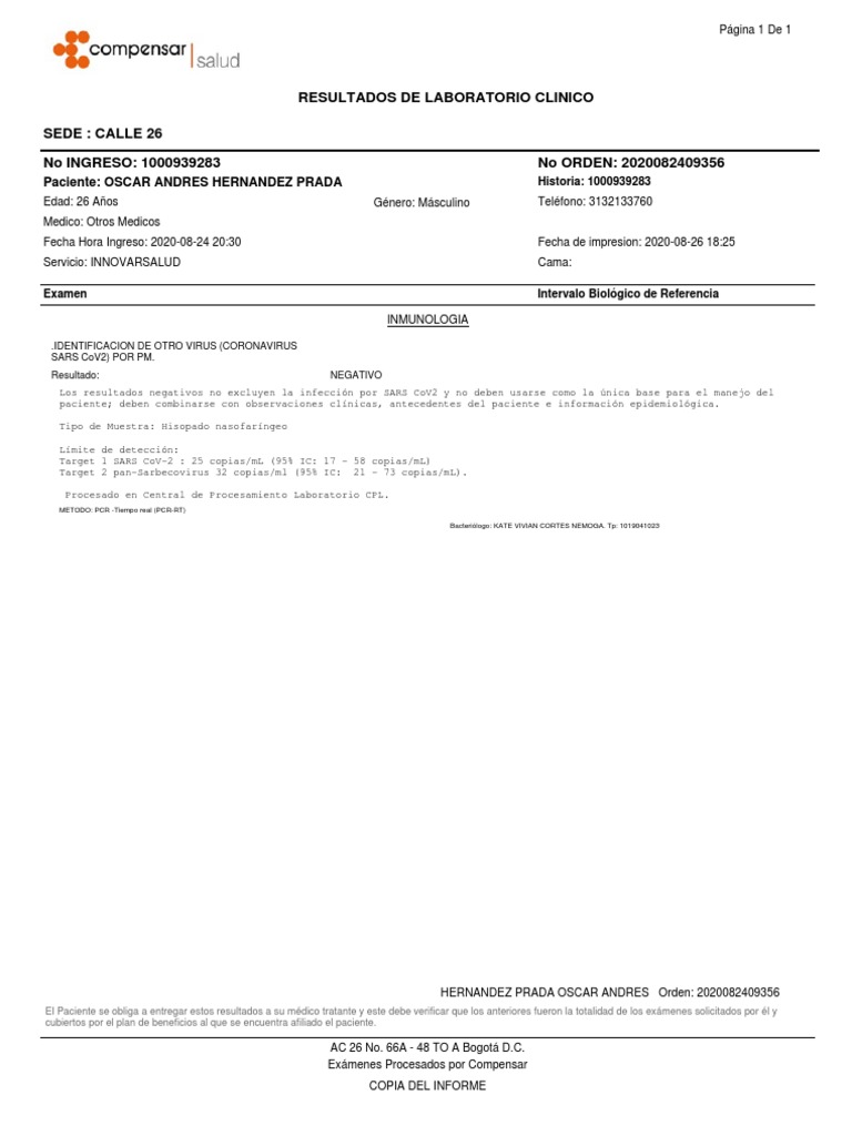 Resultados Laboratorio Pdf Inmunologia Epidemiologia
