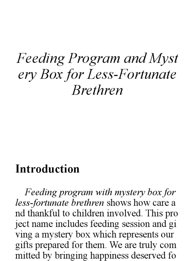 Feeding Program for Less-Fortunate Kids | PDF