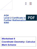 AQA Level 2 Certificate in Further Mathematics 8360: Worksheet 9 Coordinate Geometry-Calculus Mark Scheme