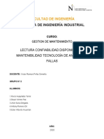 Lectura Confiabilidad Disponibilidad Mantenibilidad Grupo 2