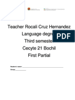 Teacher Rocali Cruz Hernandez Language Degree Third Semester Cecyte 21 Bochil First Partial