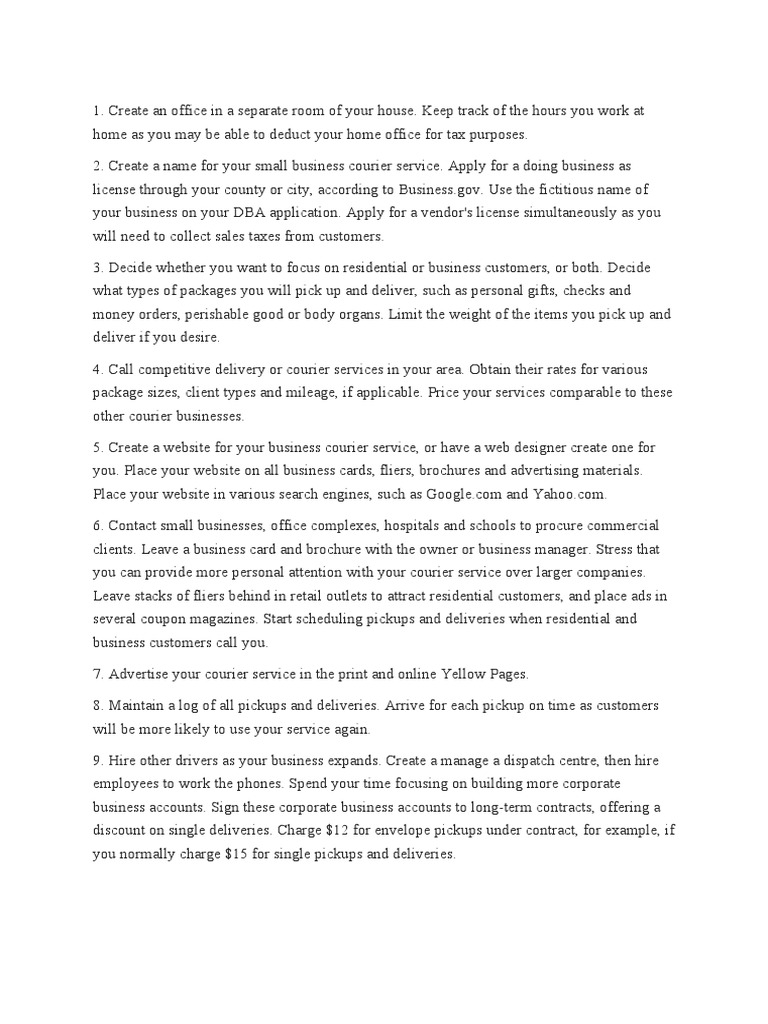 Start a Small Delivery Business in 7 Steps PDF Delivery