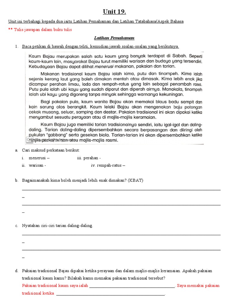 Latihan Unit 19 Tahun 6 Pdf