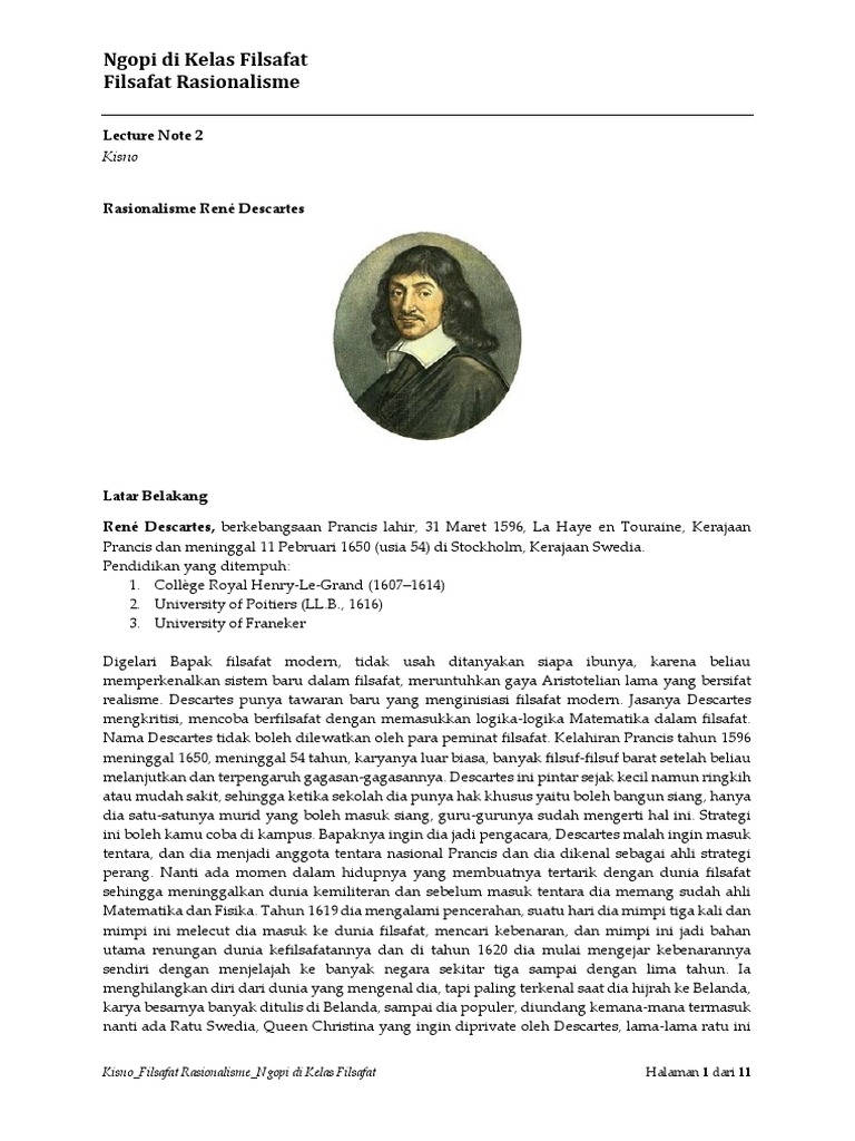 Filsafat Rasionalisme Descartes Pdf