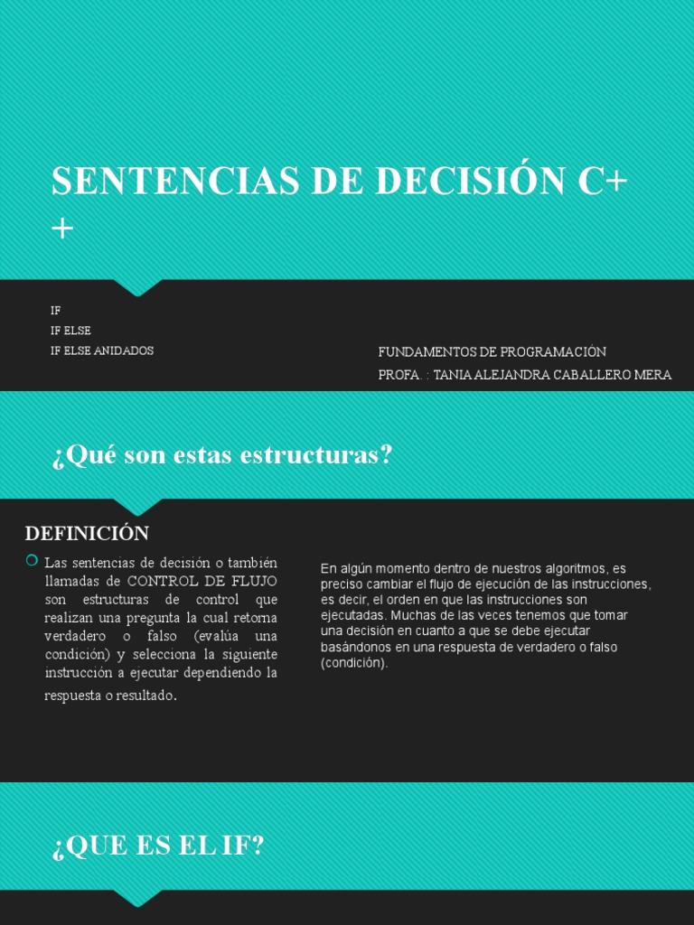 Estructuras de Decisión en C++ | PDF | Métodos y materiales de ...