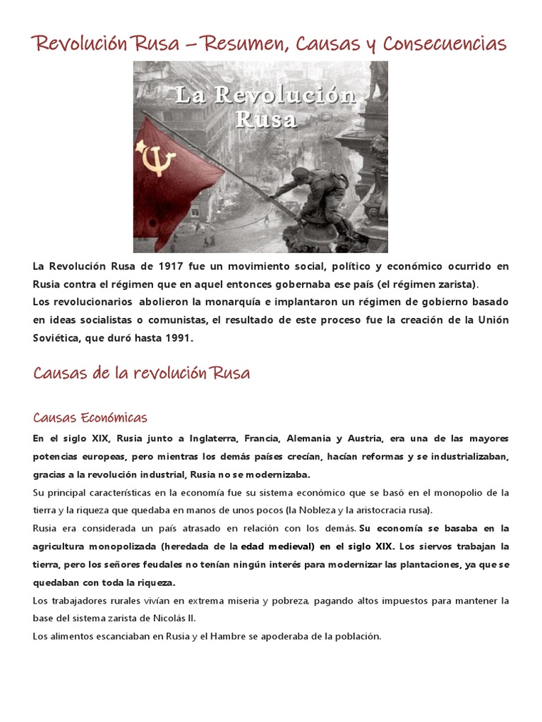 Causas y Etapas de la Revolución Rusa | PDF | Bolcheviques | Rusia