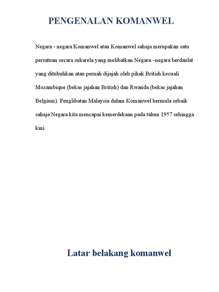Penglibatan Malaysia Dalam Komanwel