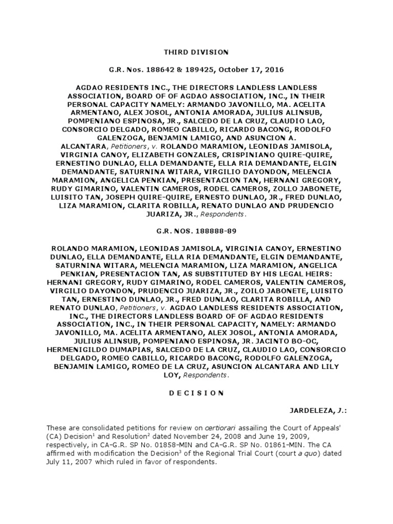 Land Dispute Between Resident Association and Its Ousted Members