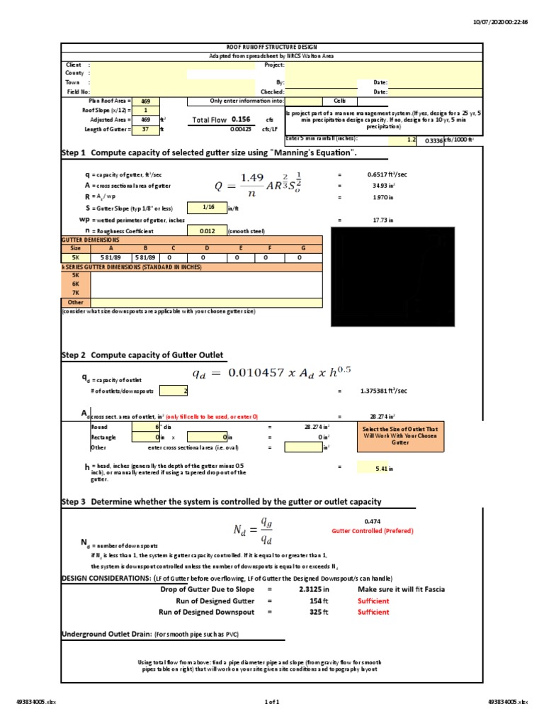 Gutter Size and Drainage Calculation Guide | PDF | Building Engineering ...