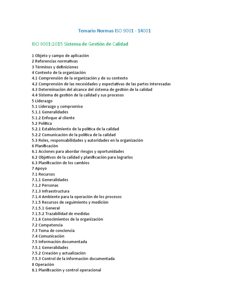 Normas ISO 9001 y 14001: Guía Completa | PDF | Calidad (comercial ...
