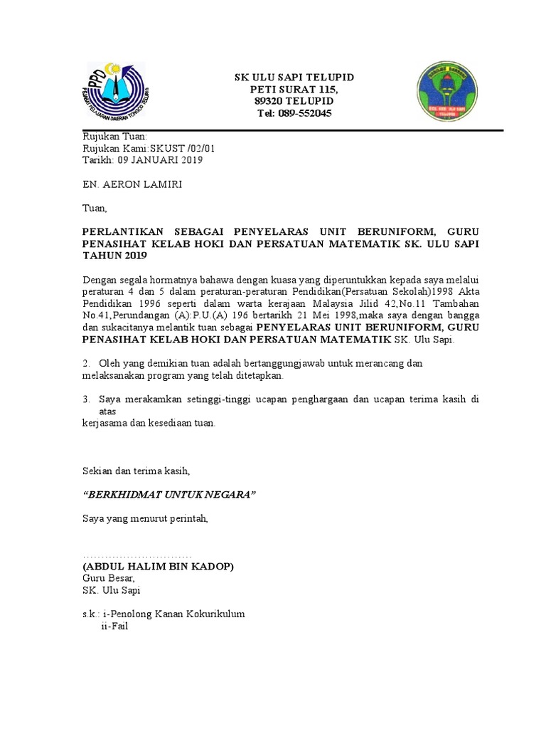Surat Penyelaras Ub Pdf