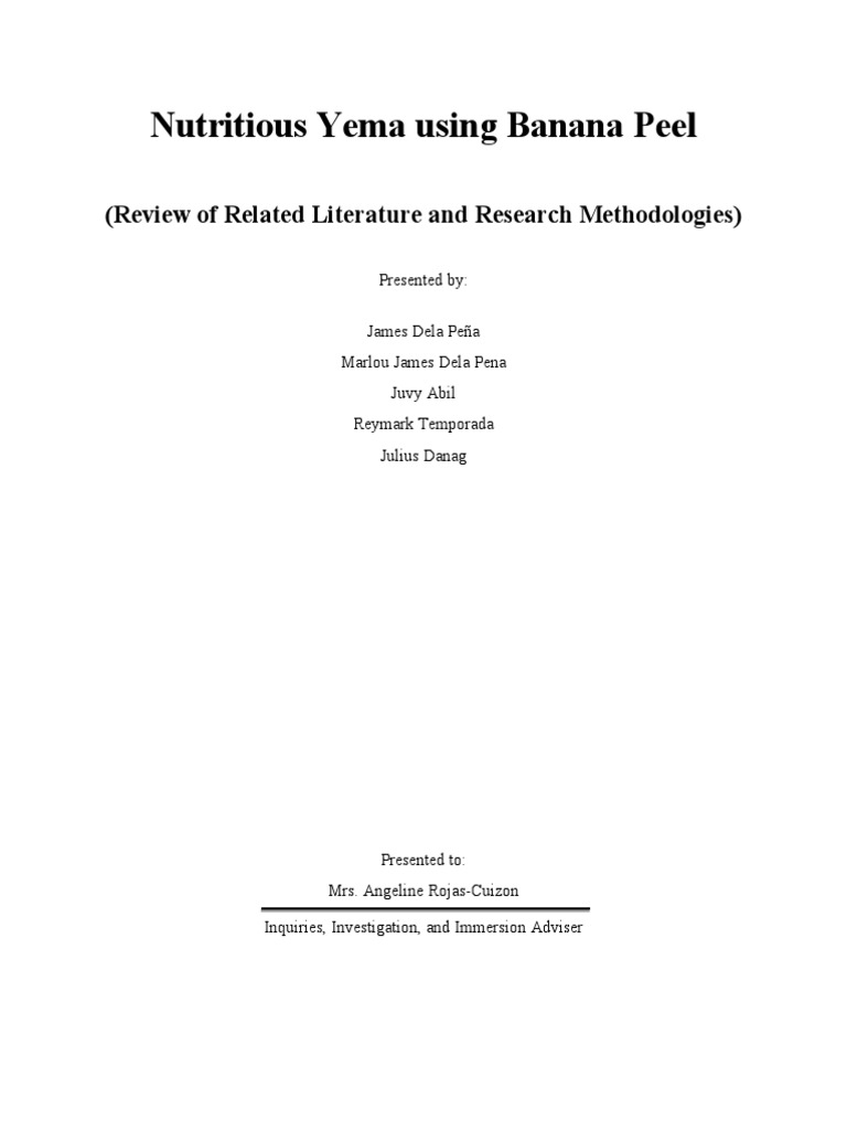 Sample Review of Related Literature PDF Banana Foods
