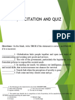 Review, recitation and quiz on globalization, trends, fads and product lifecycle