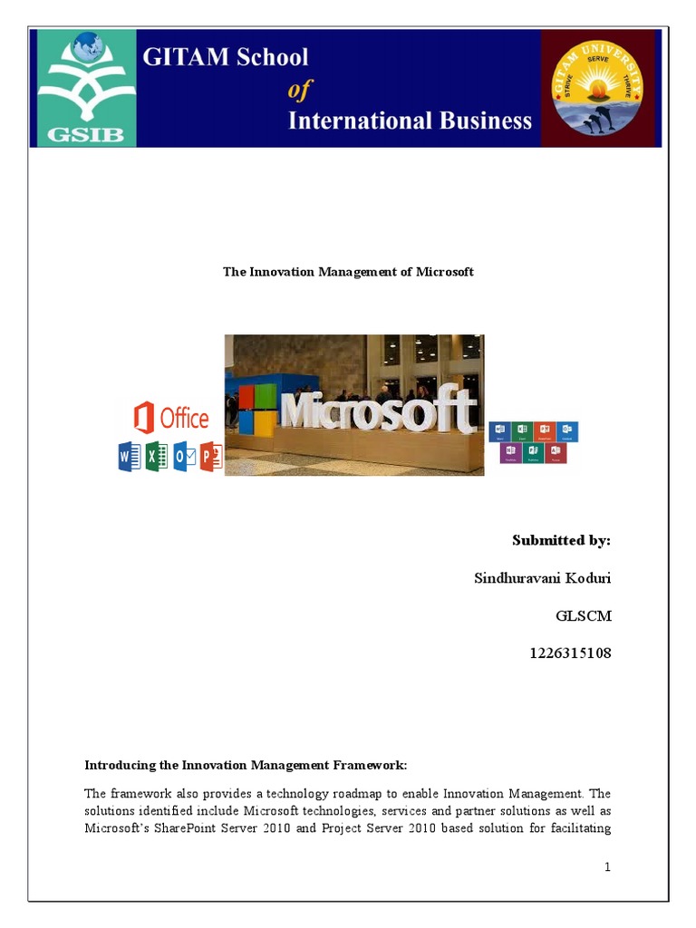 The Innovation Management of Microsoft: Submitted by | PDF | Product ...