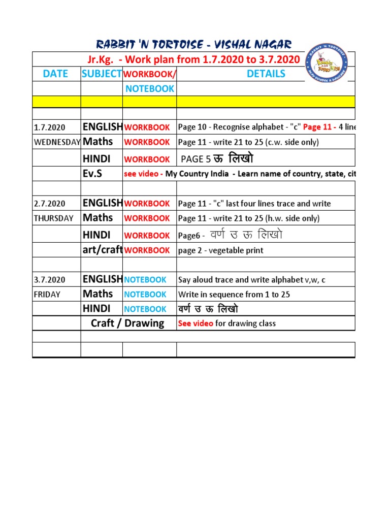 Jr Kg Week 1 Pdf