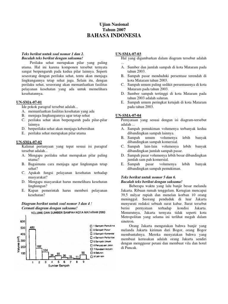 contoh-soal-UN SMA - Bahasa Indonesia 2007-