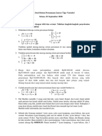 Latihan Soal Sistem Persamaan Linear Tiga Variabel