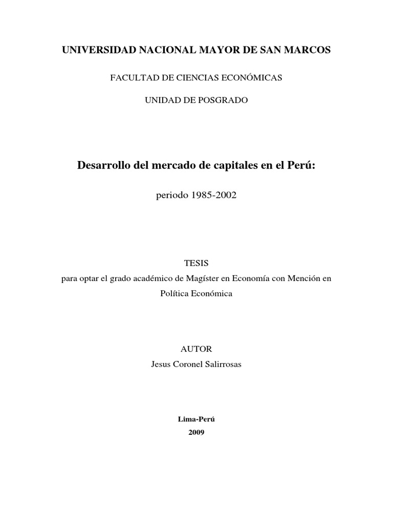 Desarrollo Del Mercado de Capitales en El Perú PDF | PDF | Sistema ...
