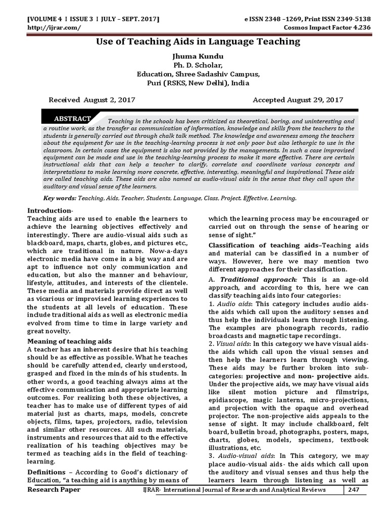 Teaching Aids PDF Teachers Learning