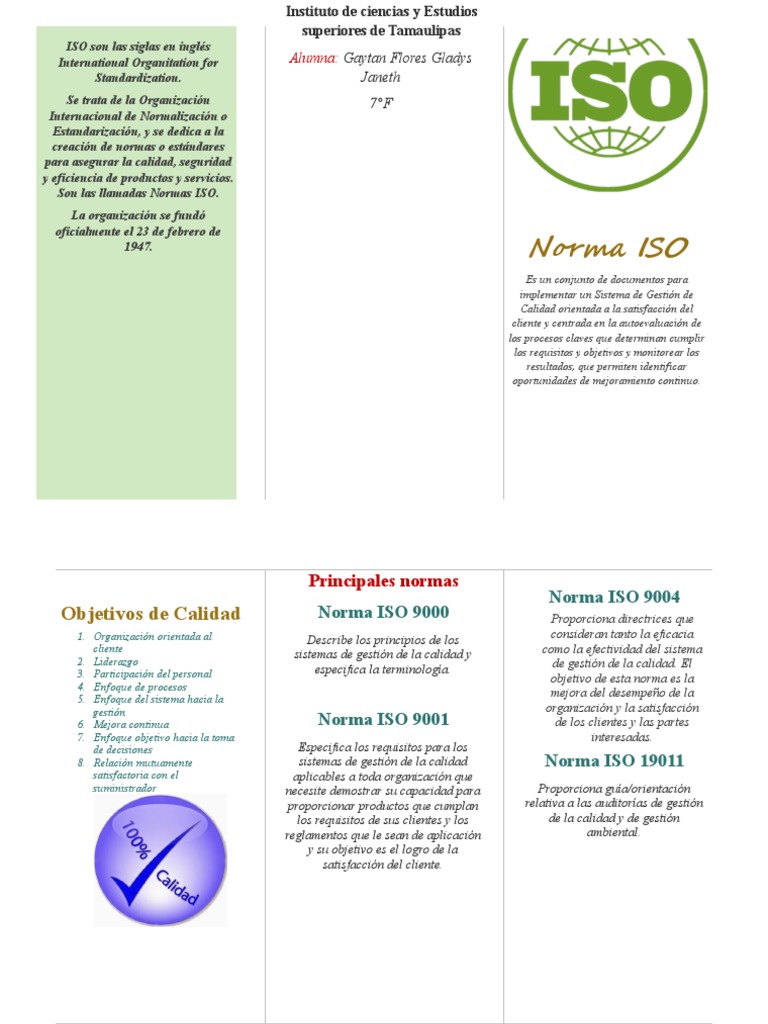 Triptico ISO | PDF | Organización internacional para la estandarización ...