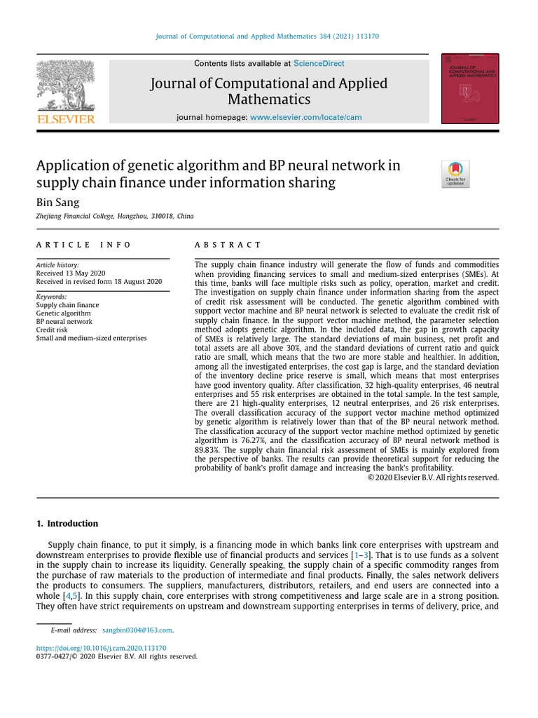 Application of Genetic Algorithm and BP Neural Network in Supply Chain ...