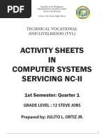 Activity Sheets IN Computer Systems Servicing Nc-Ii: 1st Semester: Quarter 1