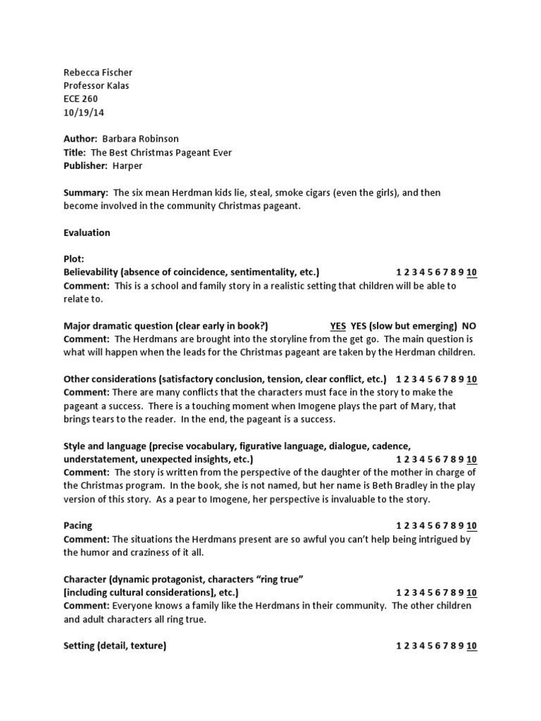 the best christmas pageant ever | pdf