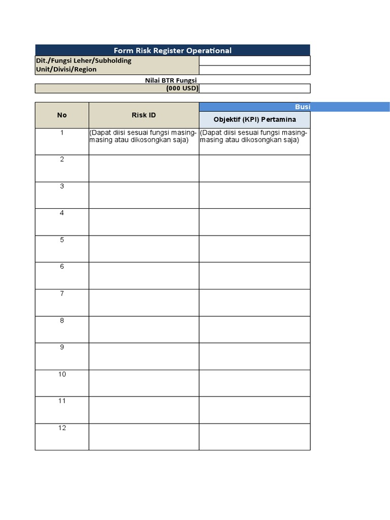 Operational Risk Register Template | PDF | Human Resources | Business