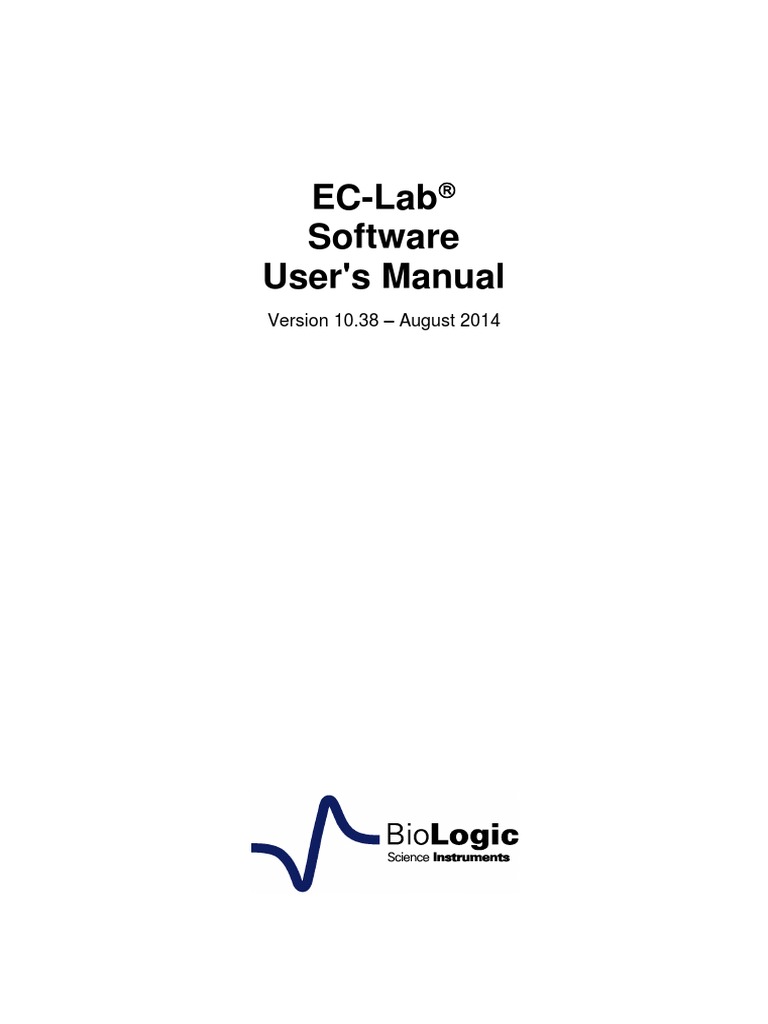 ECLab Software User's Manual PDF PDF Menu Electrical