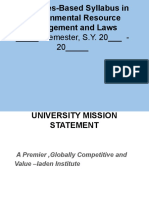 Outcomes-Based Syllabus in Environmental Resource Management and Laws
