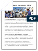 Process Safety Management (PSM) Is A Regulation Issued by The U.S