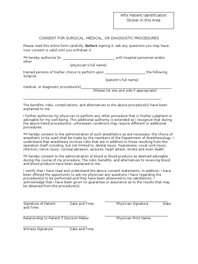 Simulation-Consent For Surgical | Download Free PDF | Anesthesia | Surgery