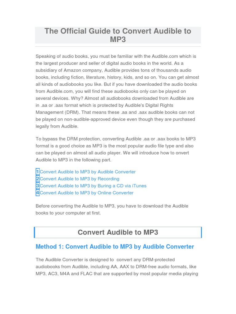 The Official Guide To Convert Audible To MP3 | PDF | I Tunes | Multimedia
