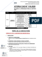 Convocatoria Cas #118-2020: Perfil de La Convocatoria