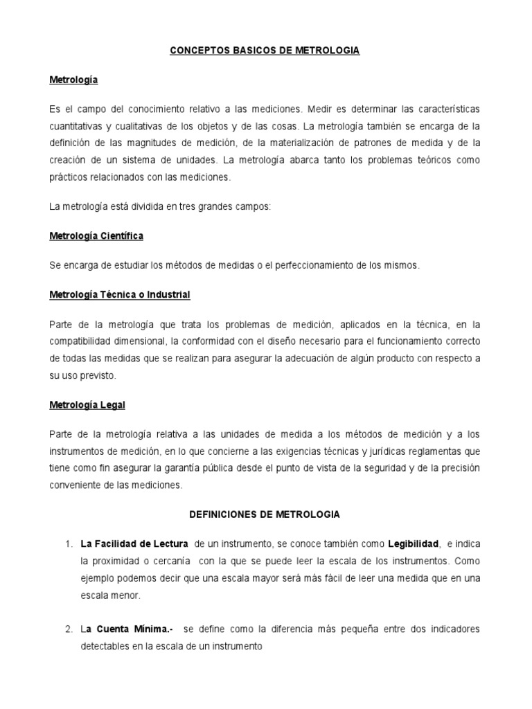 Conceptos Basicos de Metrologia | PDF | Metrología | Medición
