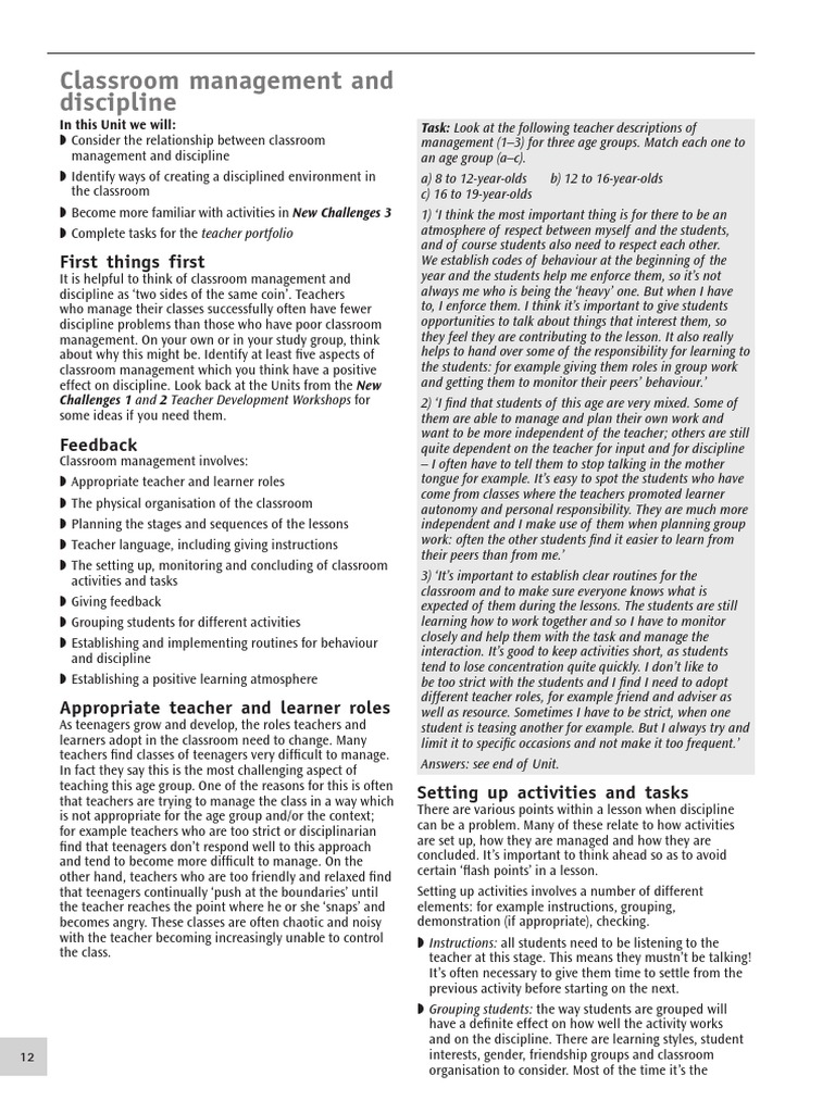 Classroom Management and Discipline Strategies | PDF | Classroom ...