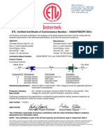 DIGILINK Cat 5e STP 2 Connector Channel Certificate (100244788CRT-001e) PDF