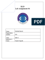 DLD Lab Assignment-04: Name Misbah Batool Registration Number 026 Class EEE-2 Instructor's Name Nayab Gogosh