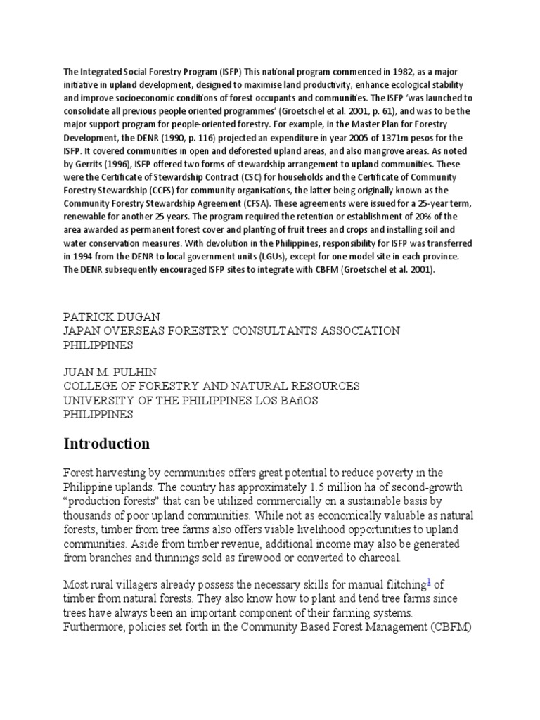 Community Forestry and Poverty Reduction in the Philippines | PDF ...