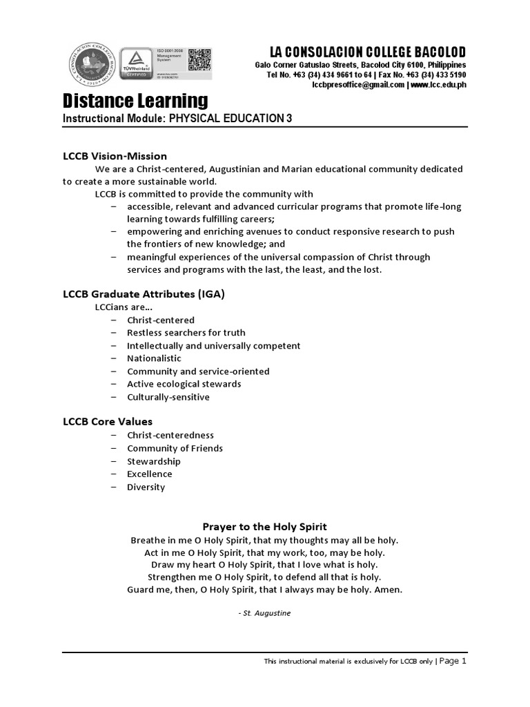 Physical Education 3 Course Overview | PDF | Physical Education | Sports