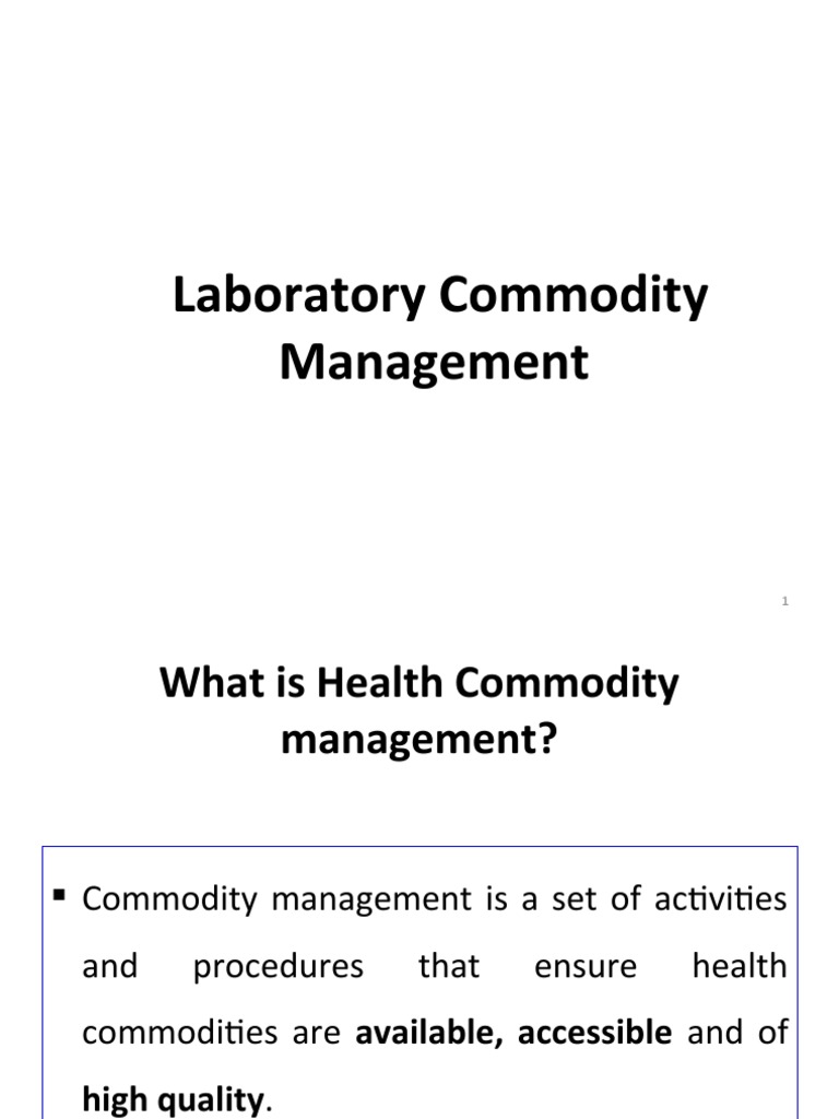 Managing Health Commodities An Overview of Key Concepts and Best