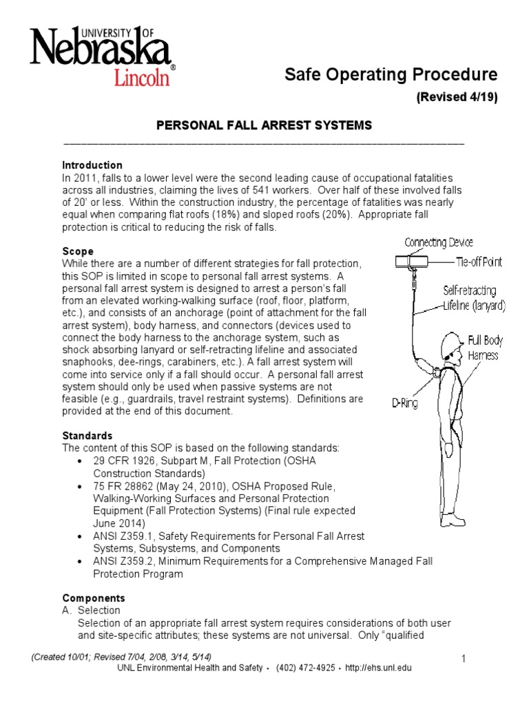 Personal Fall Arrest System Guidelines | PDF | Safety | Nature