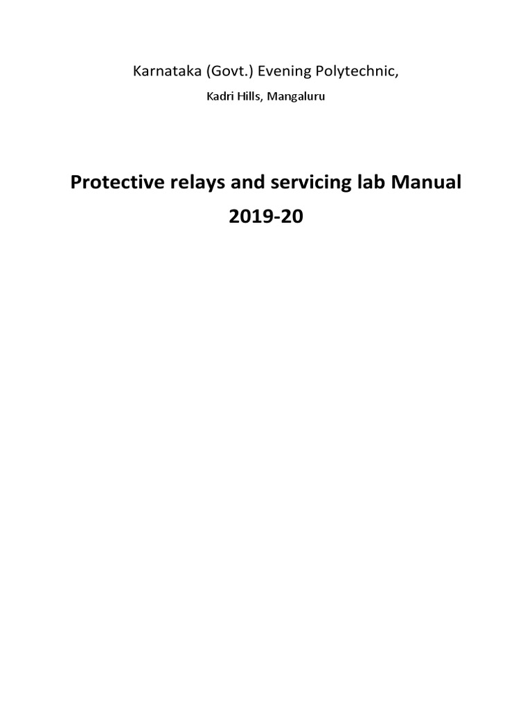 Protective Relays Lab Manual 2019-20 | PDF | Fuse (Electrical) | Relay
