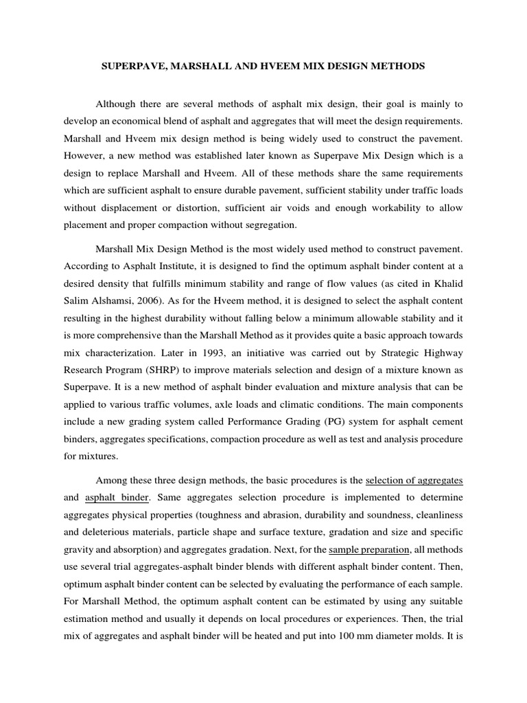 Asphalt Mix Design Methods Overview | PDF | Road Surface | Strength Of ...