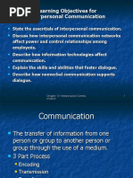 Learning Objectives For Interpersonal Communication