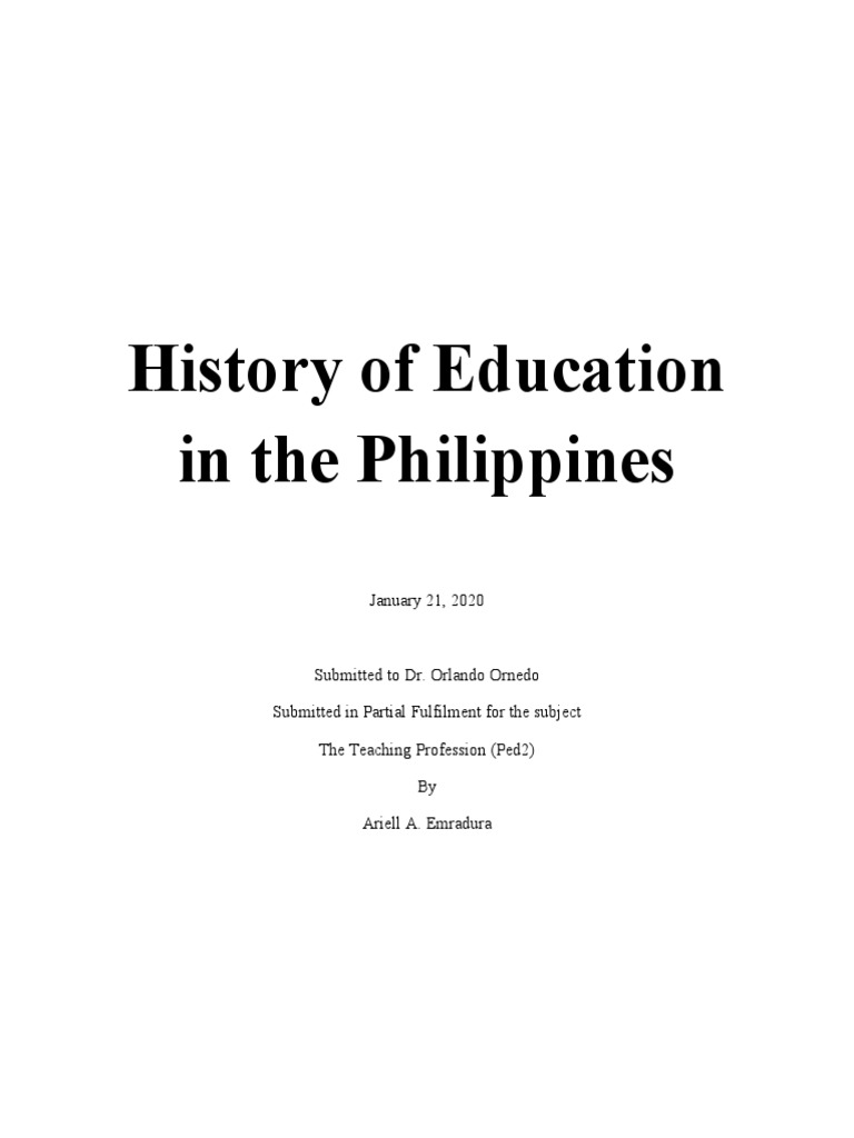 History of Education in The Philippines PDF Philippines Behavior