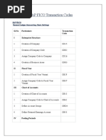 SAP FICO Transaction Codes