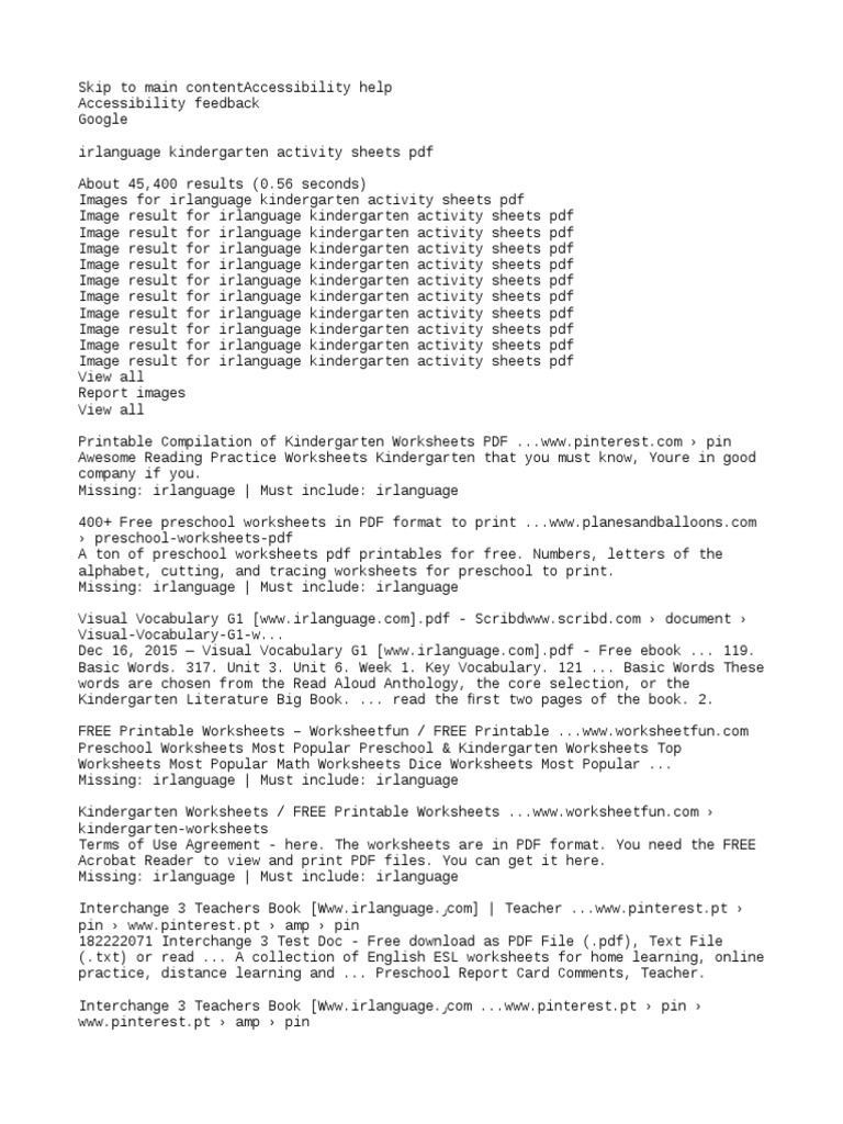 hot pdf worksheet kindergarten